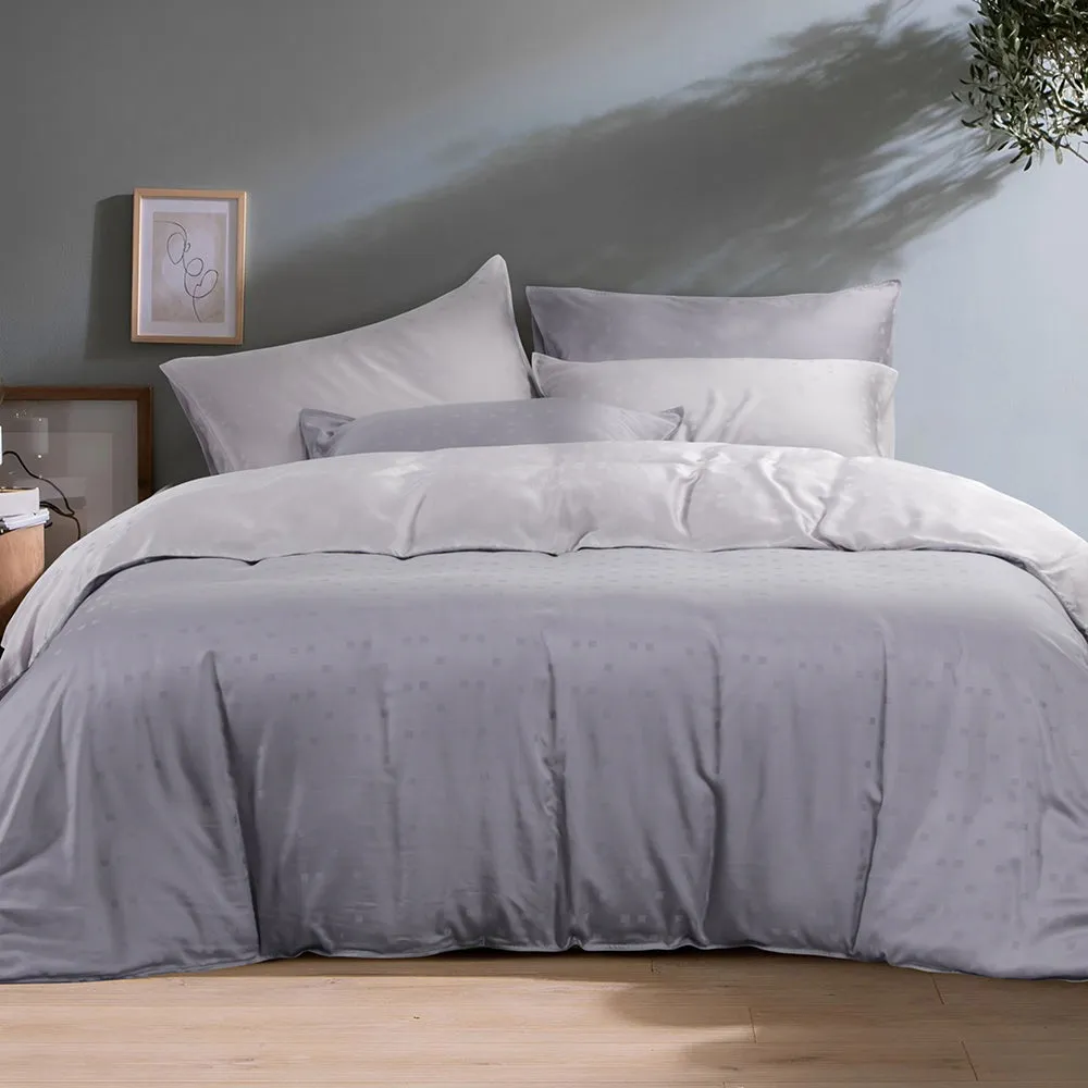 Tencel Lumier Dobby 1200 Thread Count Athen Bed Set - Lilac Grey
