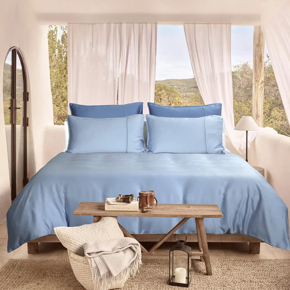 TENCEL Solid 1100tc Fitted Sheet Set Nano Puzzle Mini - Baby Blue