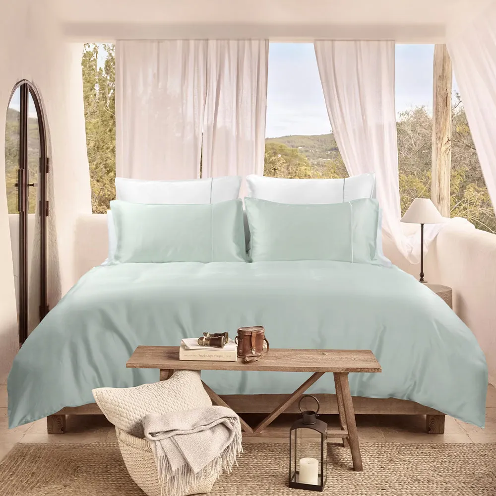 TENCEL Solid 1100tc Fitted Sheet Set Nano Puzzle Mini -Linden Green