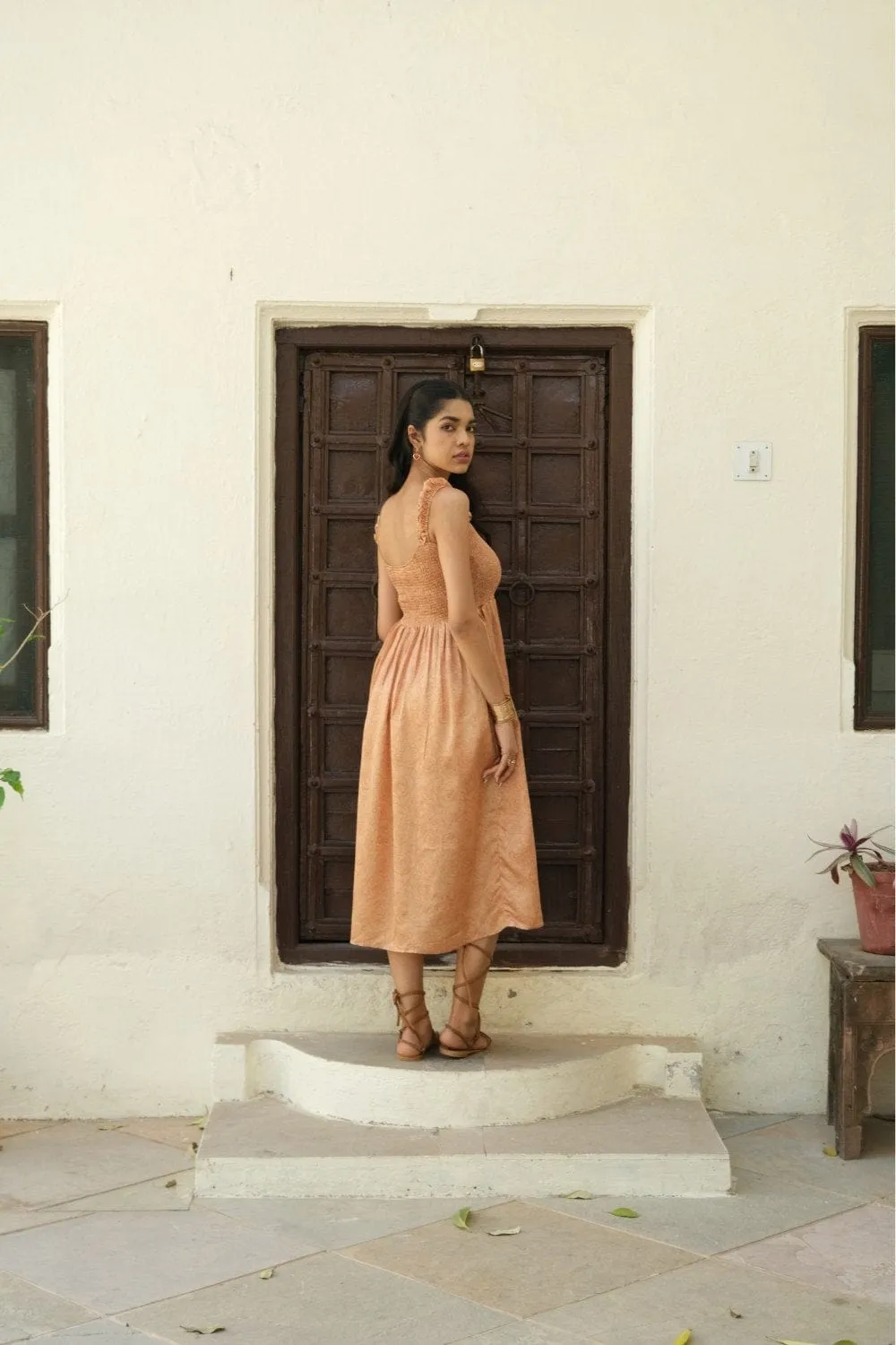 The Screen Printed Floral Midi Dress