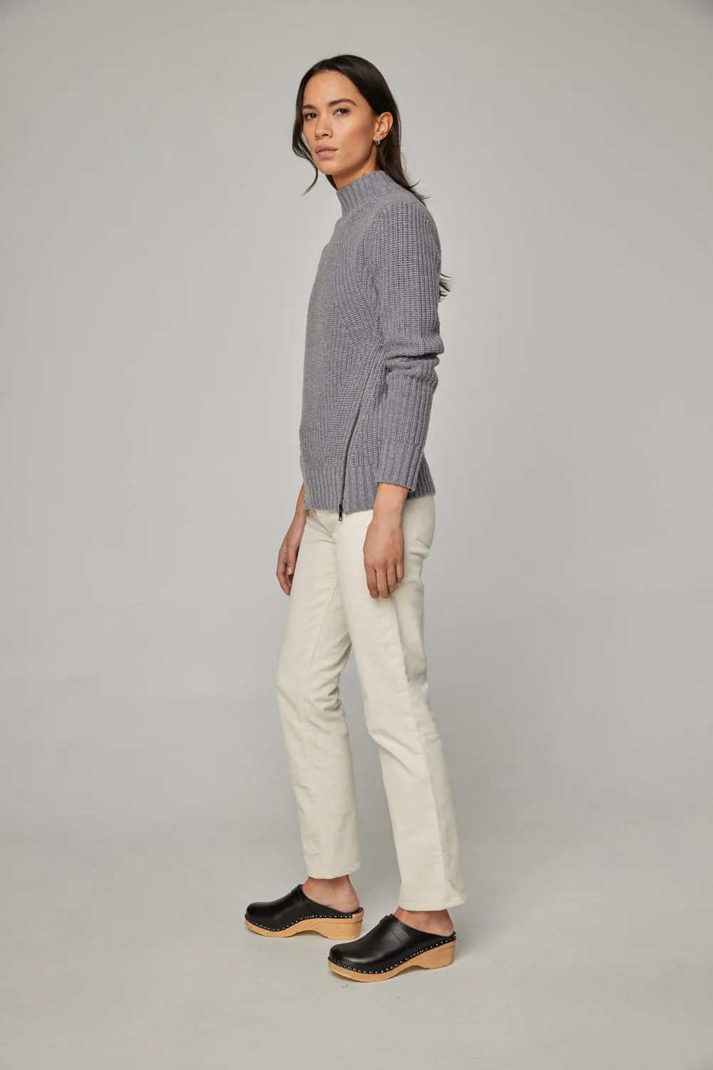The Seymour Sweater in Wool   Cashmere - 2 Grey left