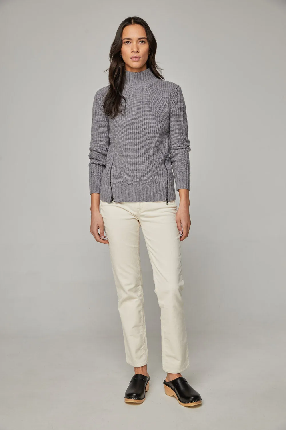 The Seymour Sweater in Wool   Cashmere - 2 Grey left