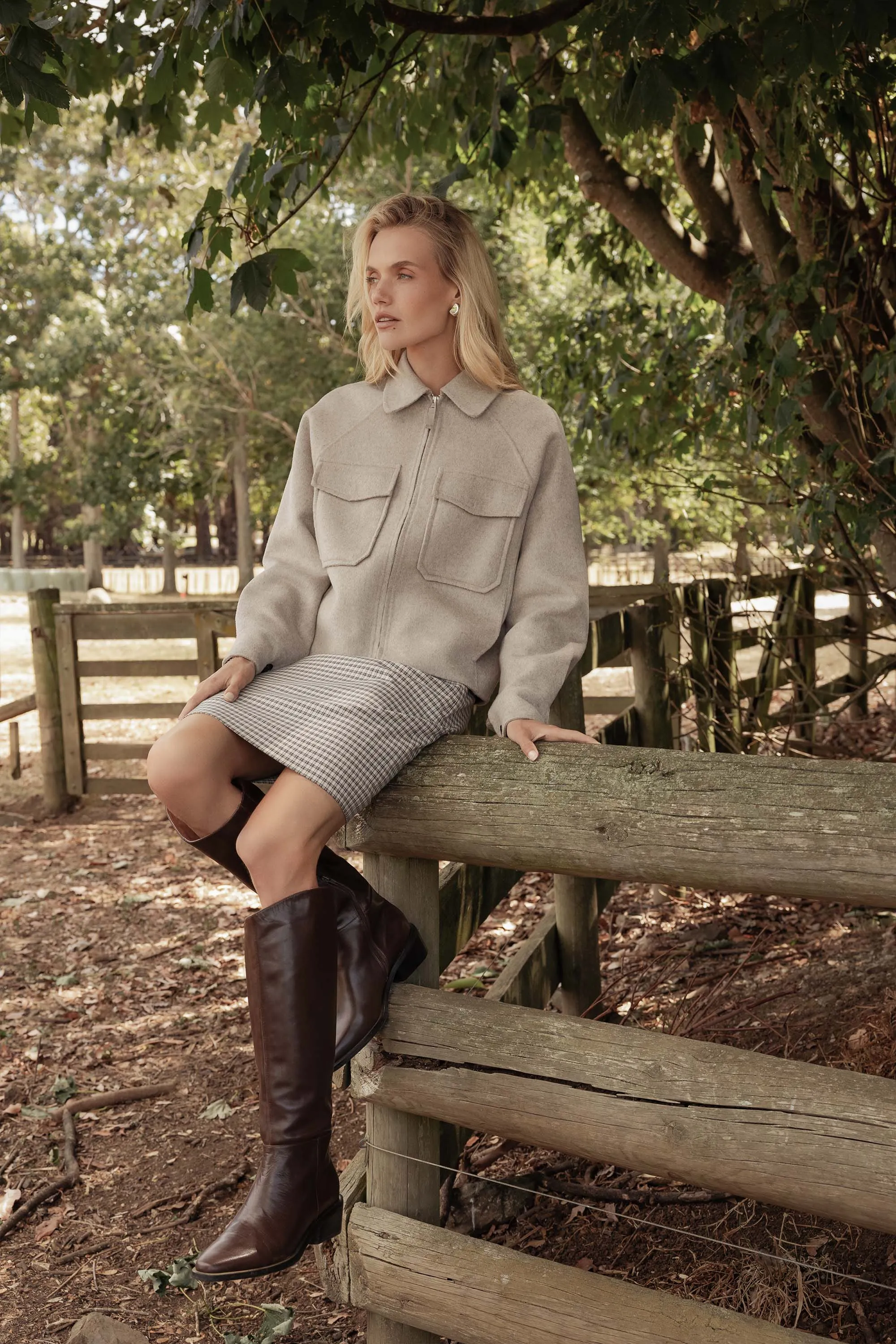 The Zip Front Wool Blend Cropped Coat