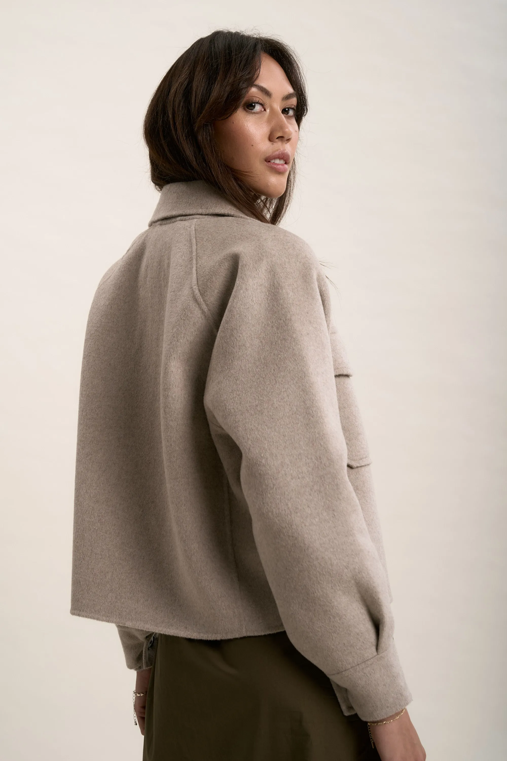 The Zip Front Wool Blend Cropped Coat