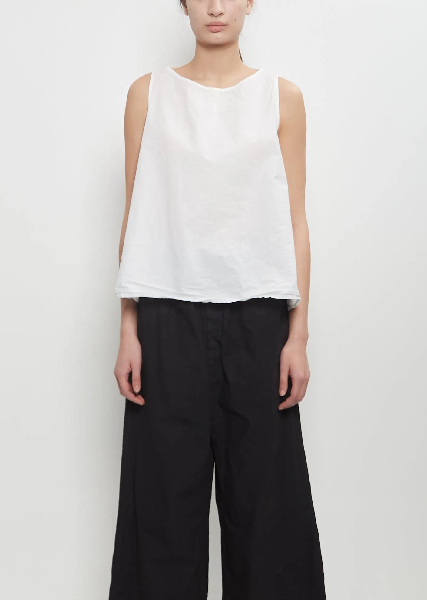 Tissue Cotton Sleeveless Top — Milk
