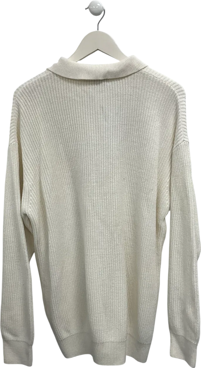 Topman White Knitted Collared Sweater UK L