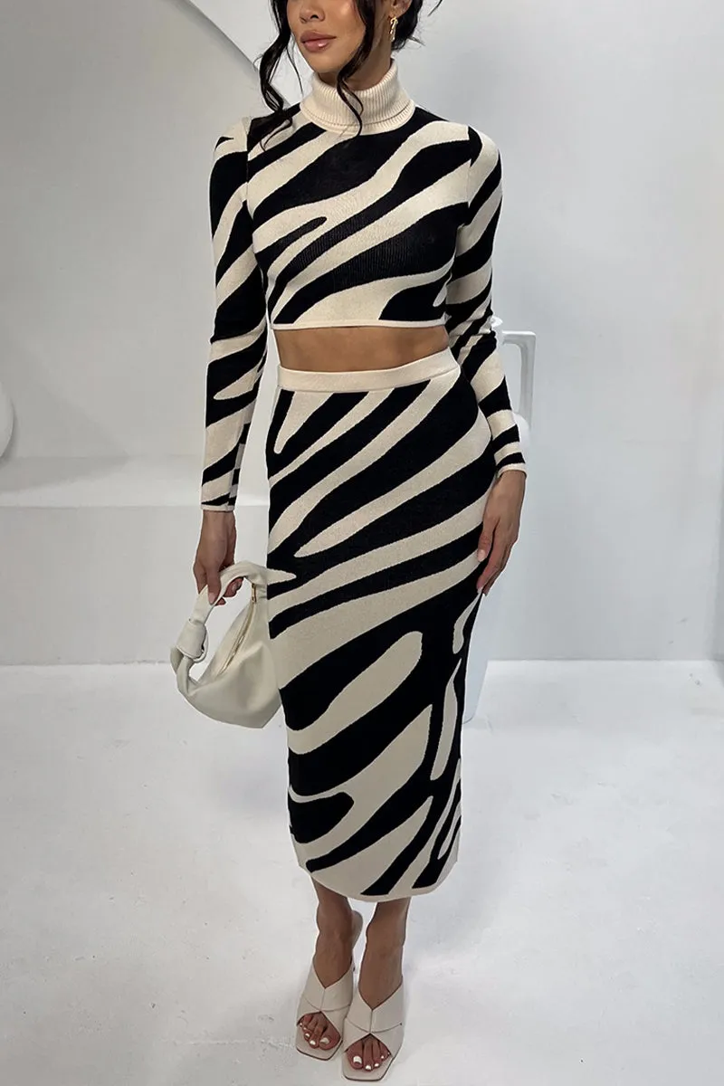 UH0325 Knitted Shirt and Skirt Set