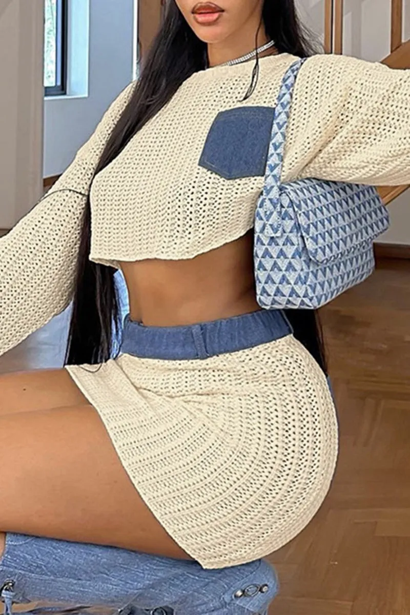UH0349 Crochet Shirt and Skirt Set