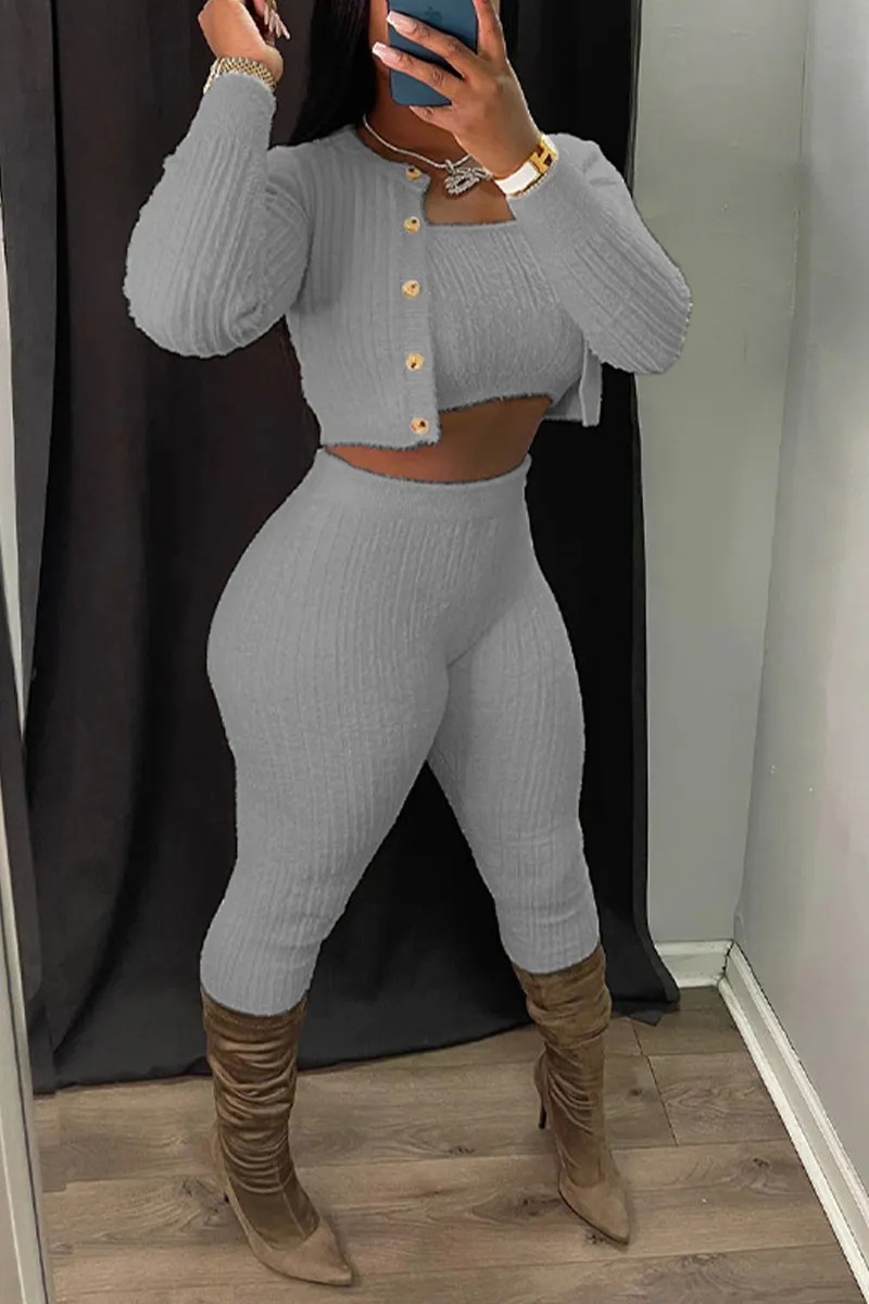UI0381 Knitted Shirt and Leggings Set