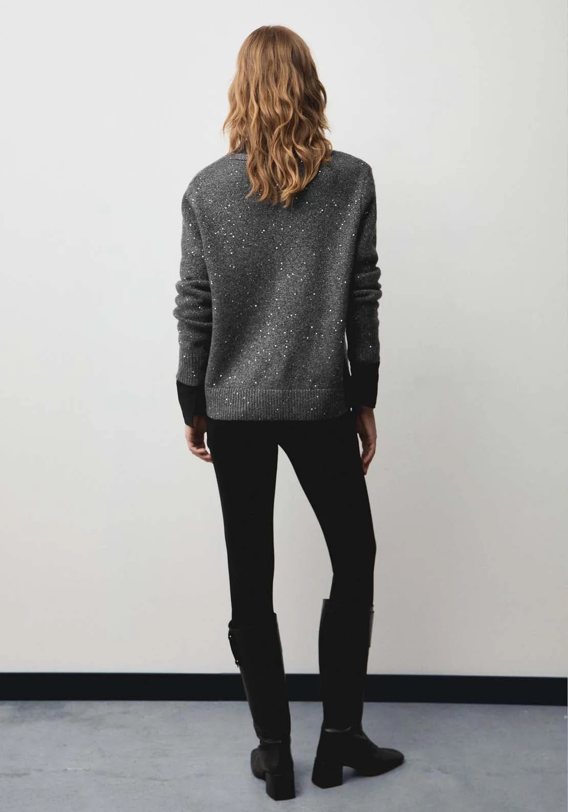 V-neck sequin sweater - Charcoal