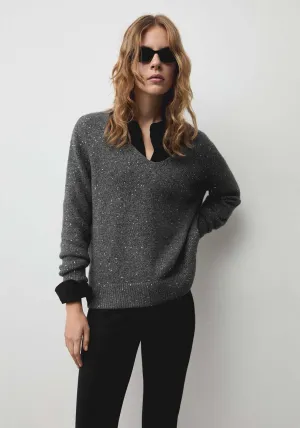 V-neck sequin sweater - Charcoal