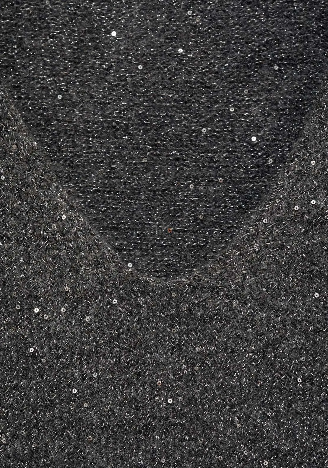 V-neck sequin sweater - Charcoal