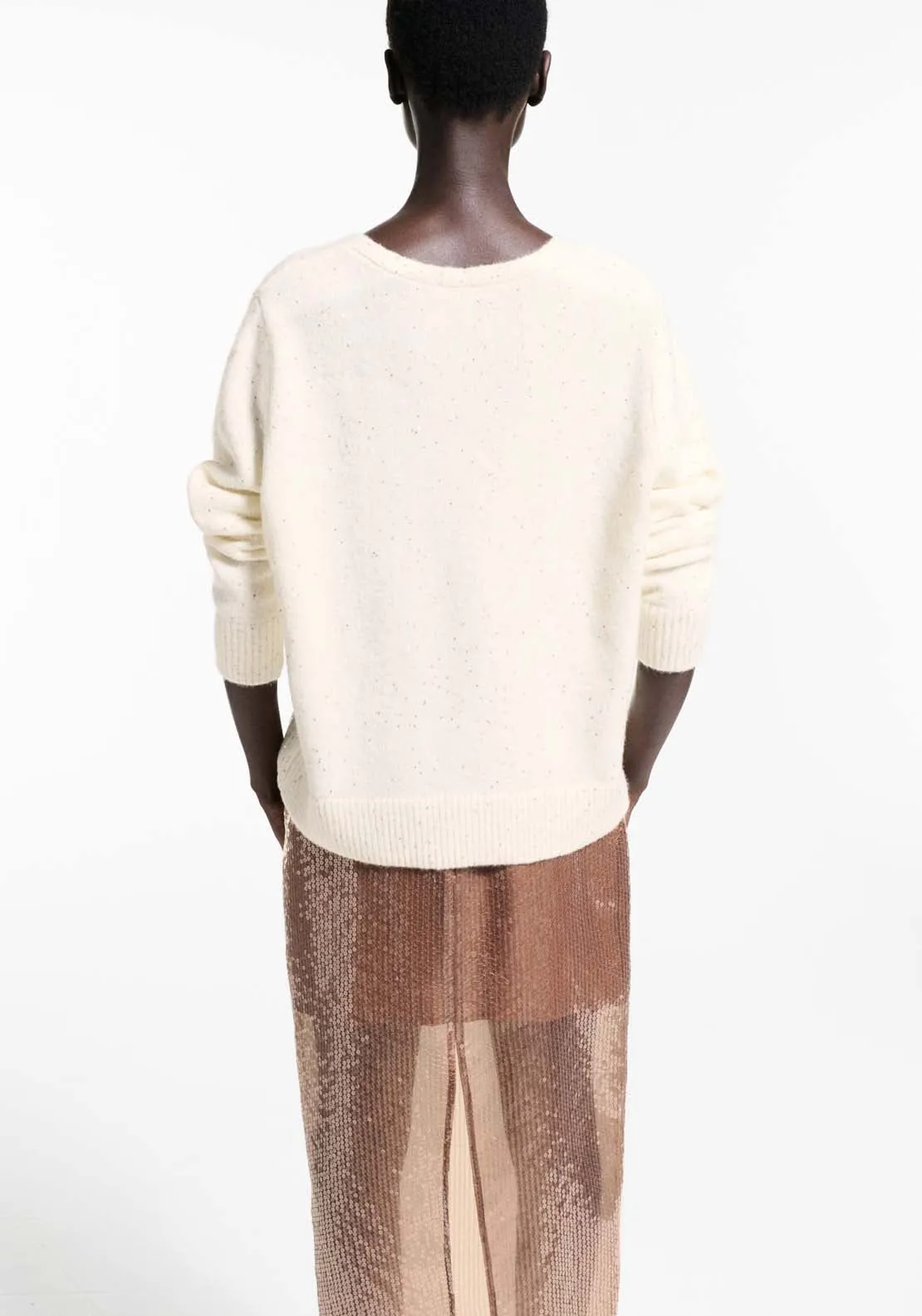 V-neck sequin sweater - Gold