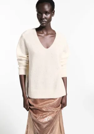 V-neck sequin sweater - Gold