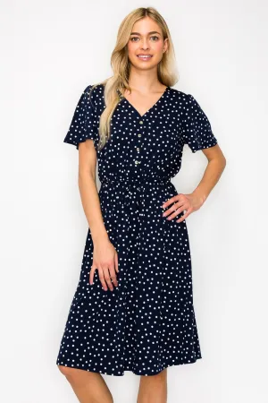 V NECK TUNNEL WAIST ALINE DRESS