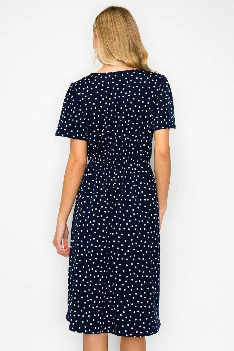 V NECK TUNNEL WAIST ALINE DRESS