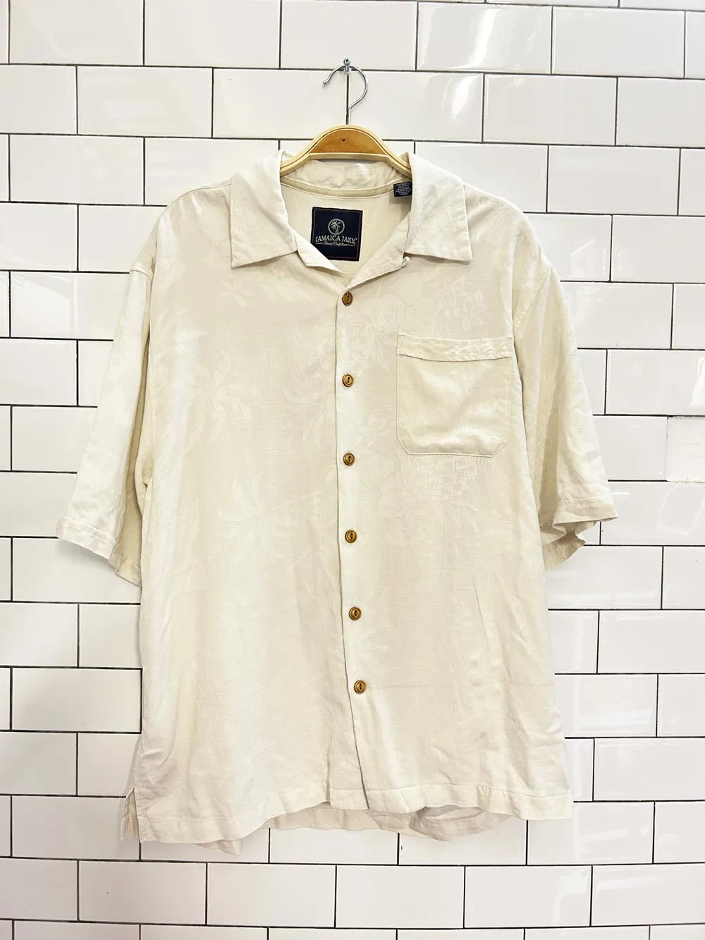 vintage 00s jamaica jaxx minimal floral silk shirt