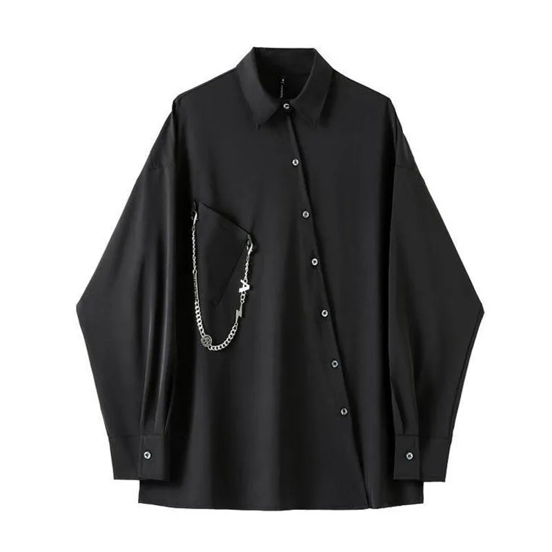 Vintage Black Gothic Blouse - Casual Shirt Style for Women