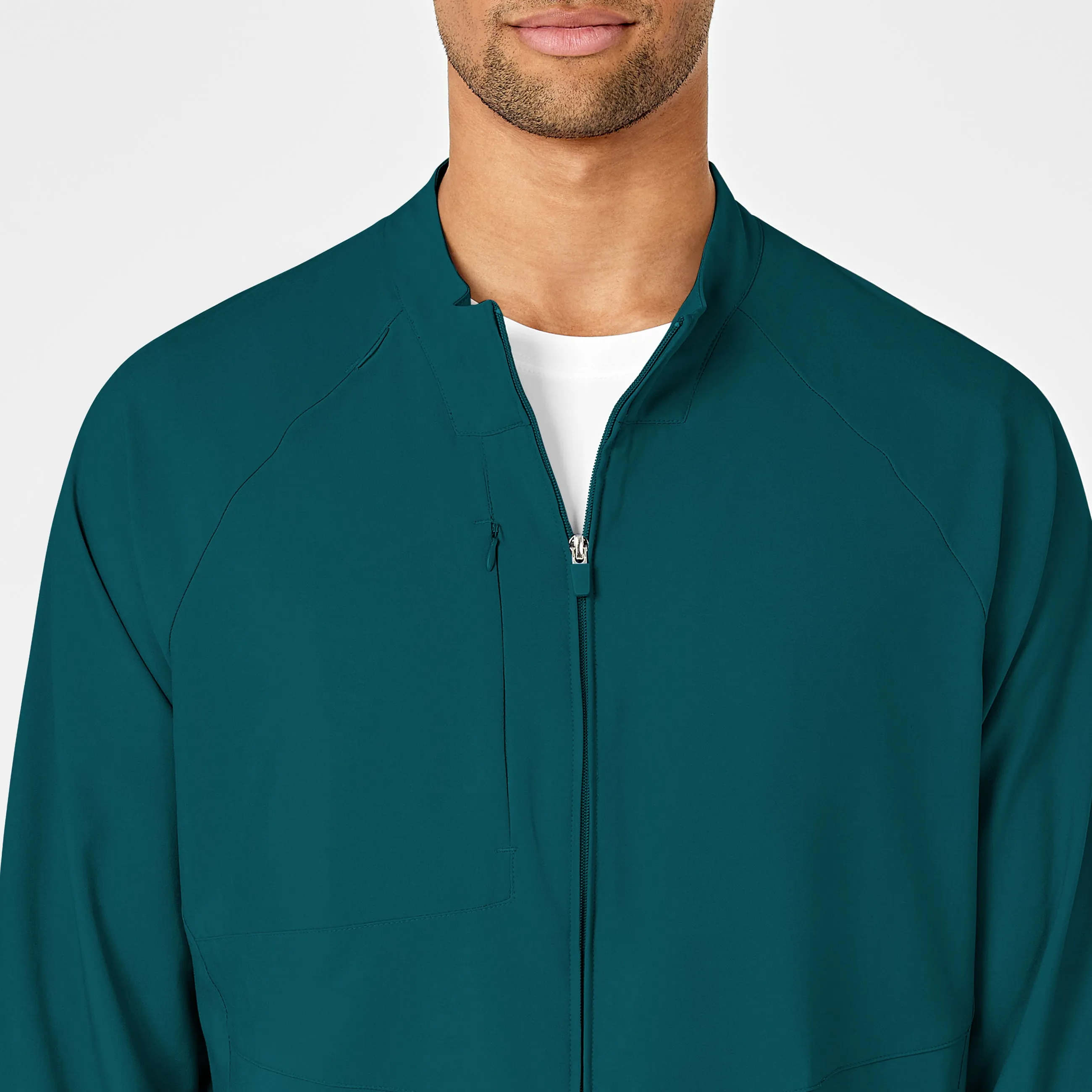 W123 8355 Men's Zip Front Warm Up Jacket Caribbean Blue