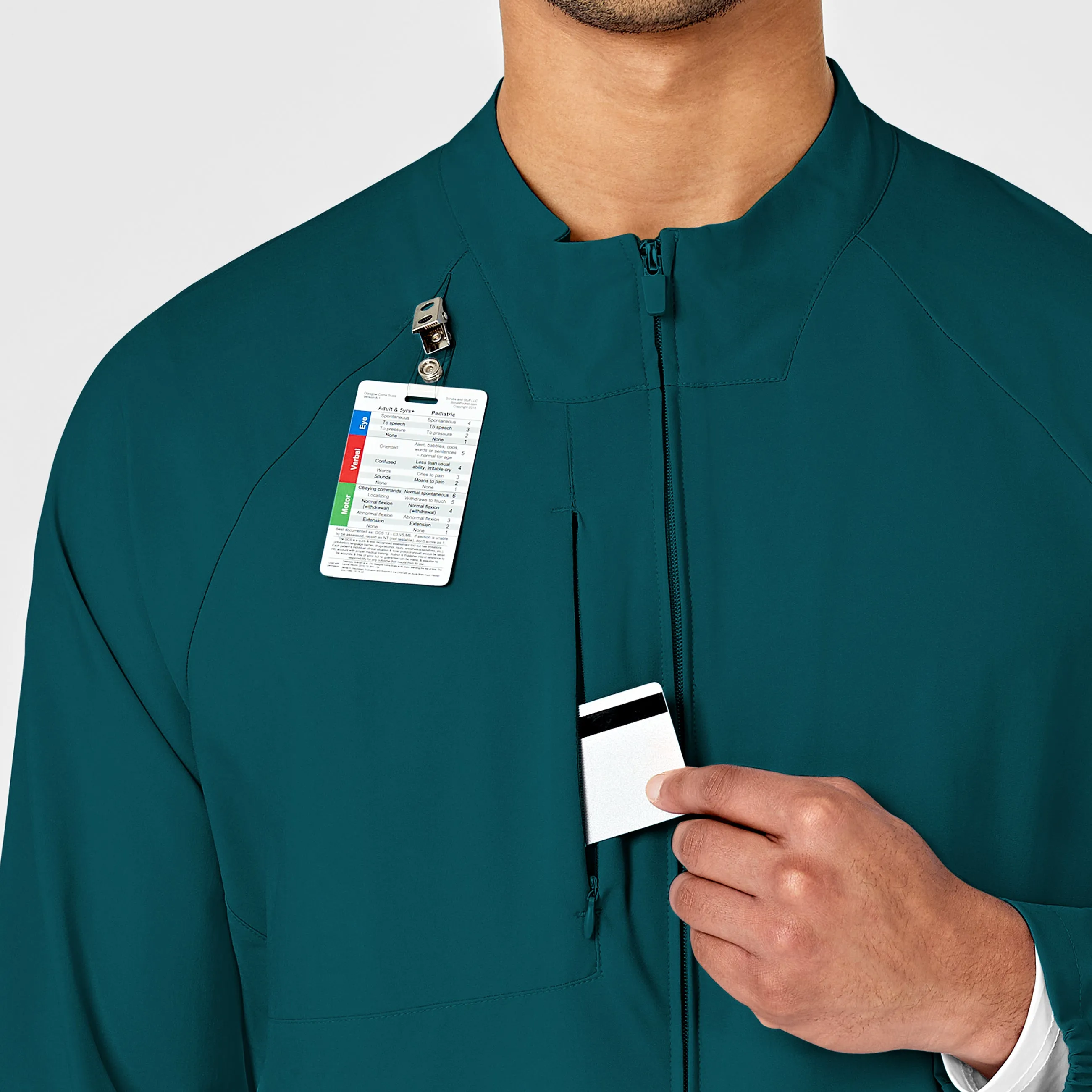 W123 8355 Men's Zip Front Warm Up Jacket Caribbean Blue