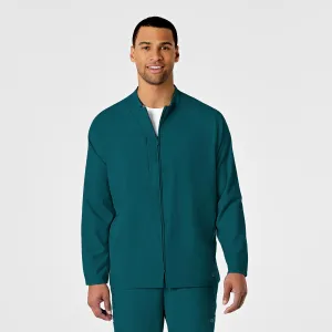 W123 8355 Men's Zip Front Warm Up Jacket Caribbean Blue