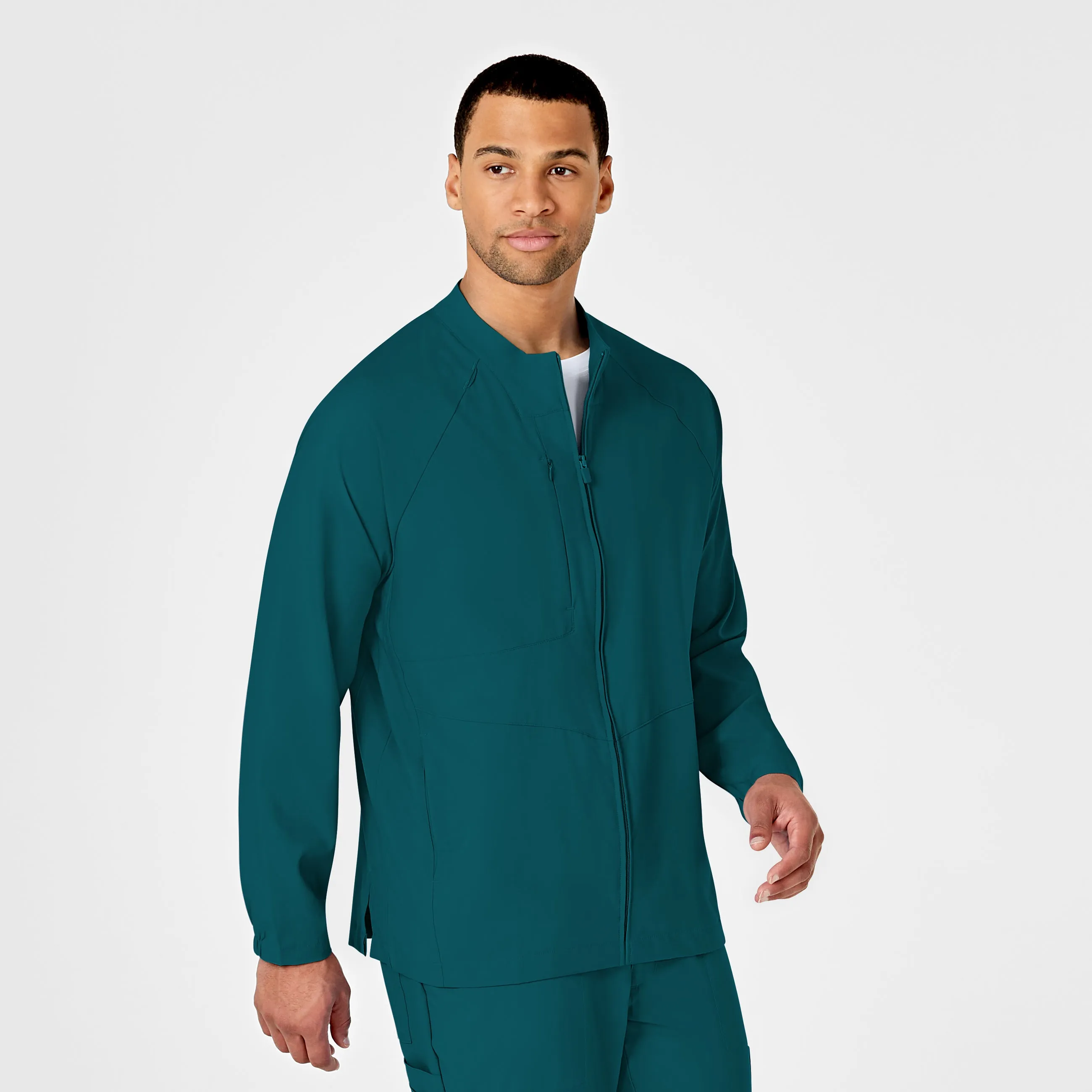 W123 8355 Men's Zip Front Warm Up Jacket Caribbean Blue
