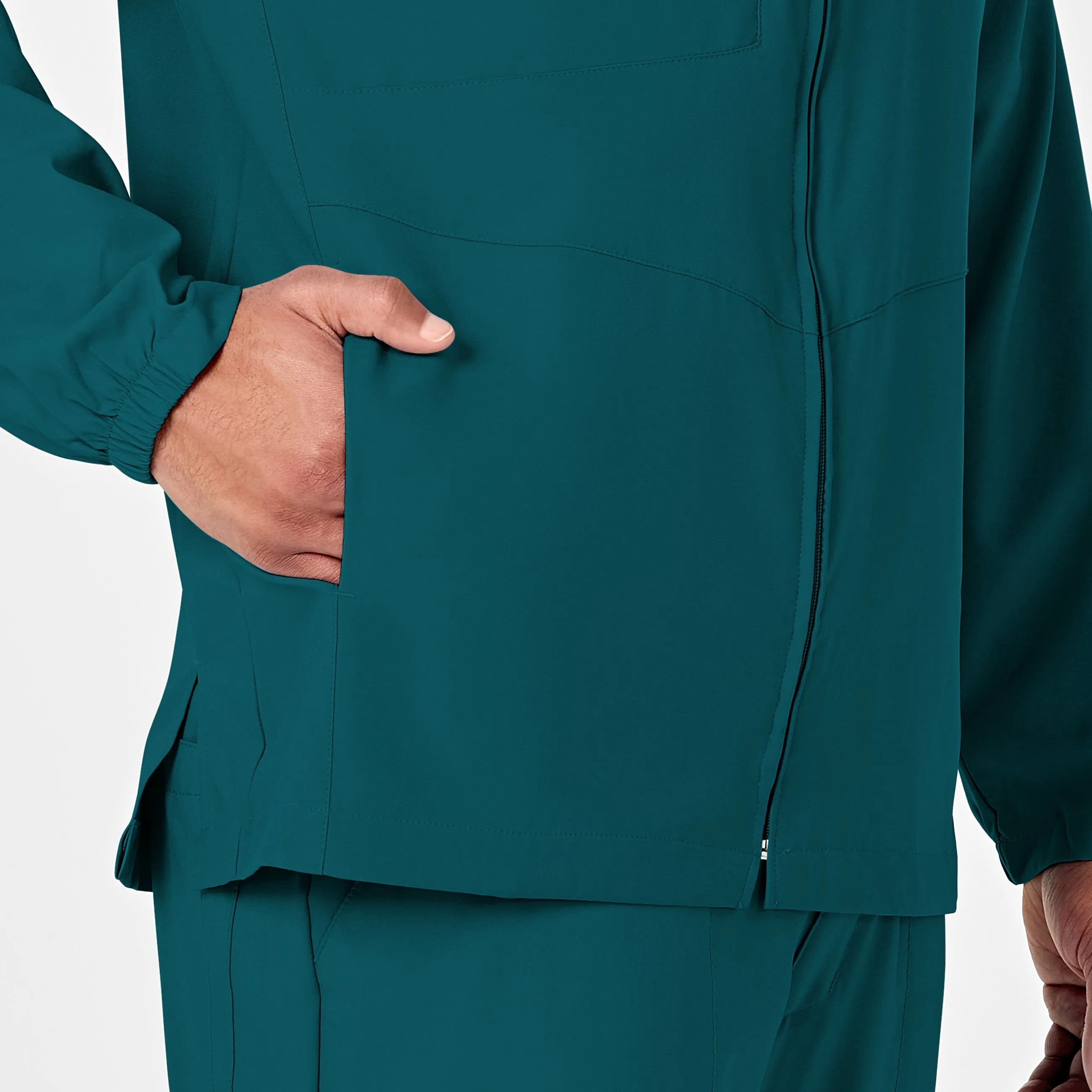 W123 8355 Men's Zip Front Warm Up Jacket Caribbean Blue