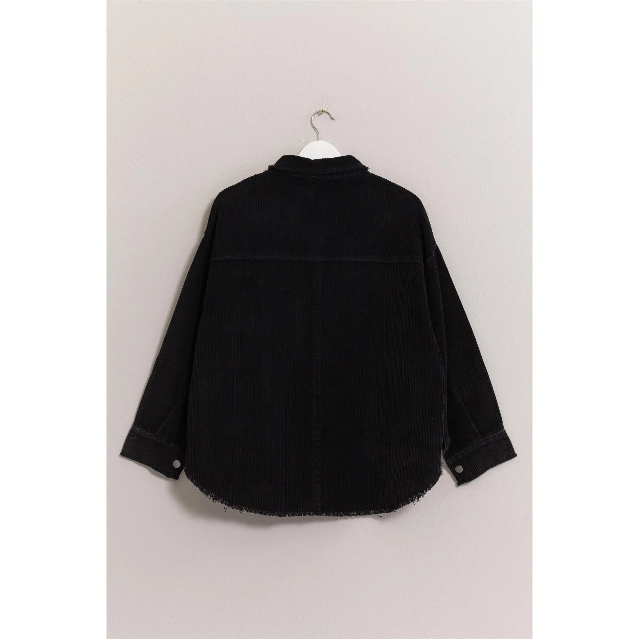 Washed Corduroy Frayed Shacket