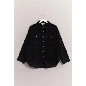Washed Corduroy Frayed Shacket