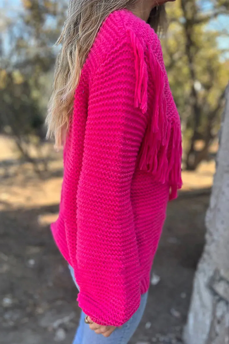 WF0491 Tassels Round Neck Sweater