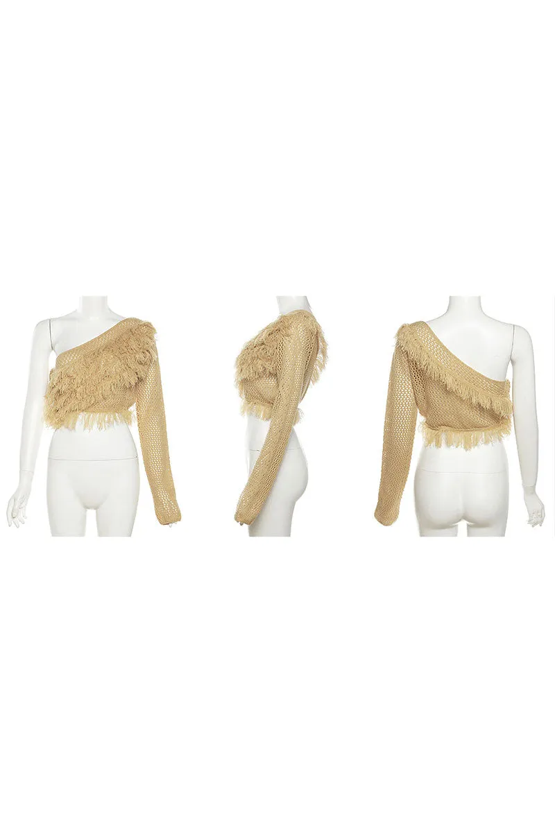 WG0174 Crochet Crop Sweater