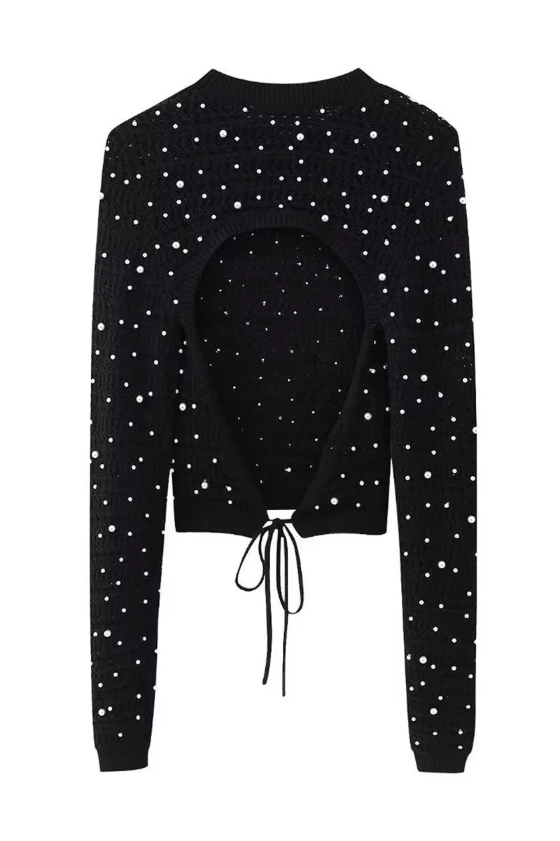 WG0214 Pearls Knitted Sweater