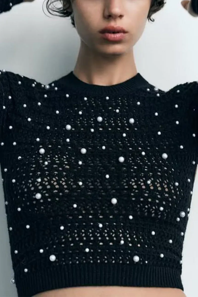 WG0214 Pearls Knitted Sweater