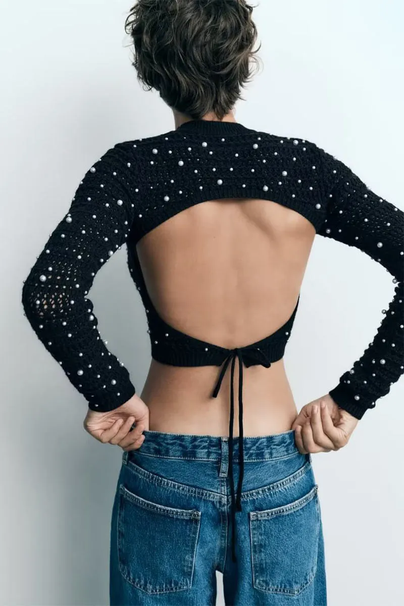 WG0214 Pearls Knitted Sweater