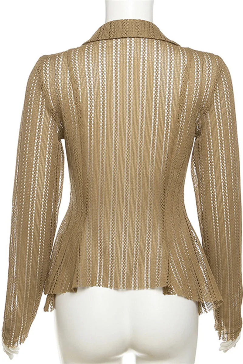 WG0297 Zip Up Crochet Shirt