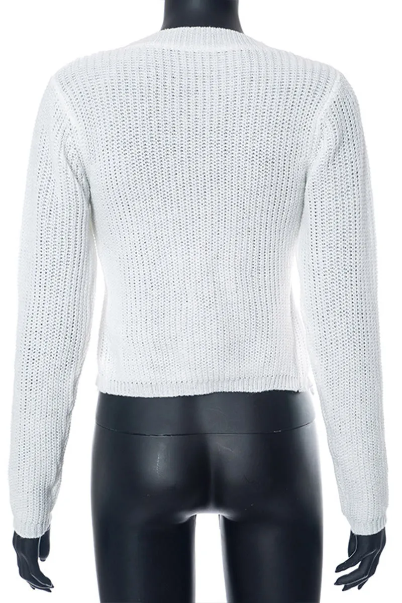WG0368 Sheer Knitted Roundneck Sweater