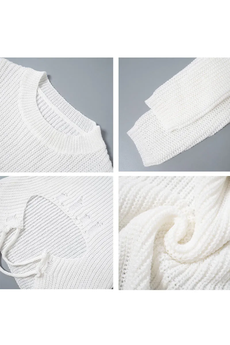 WG0368 Sheer Knitted Roundneck Sweater