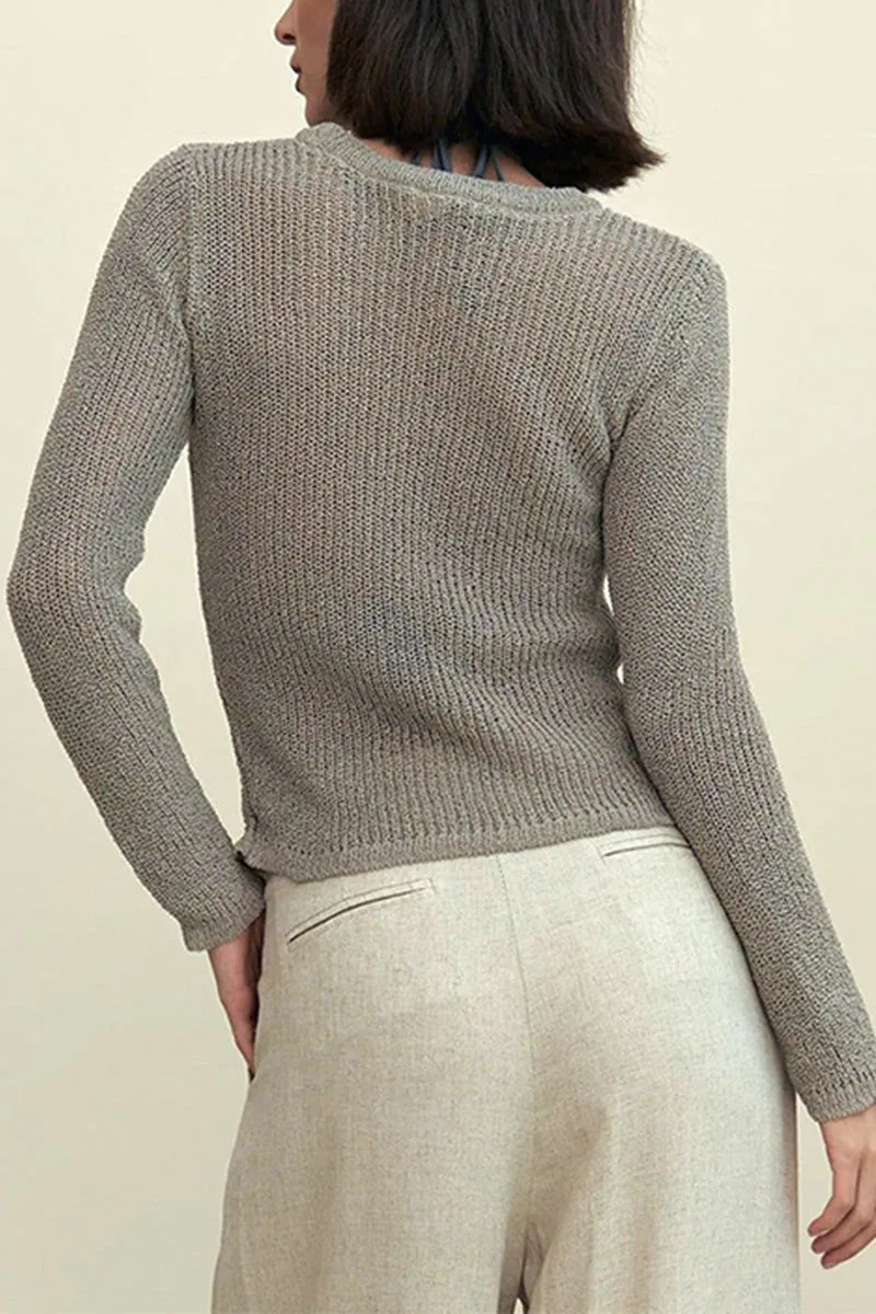 WG0368 Sheer Knitted Roundneck Sweater