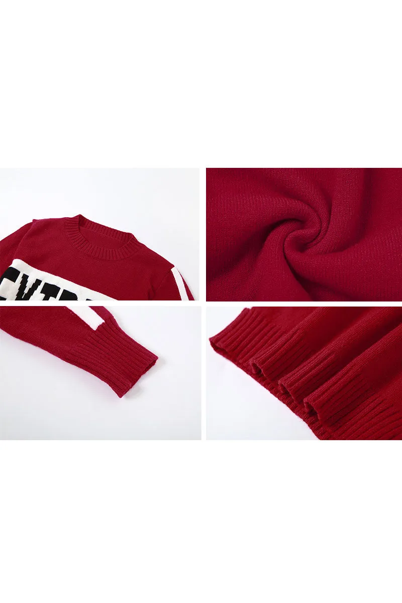 WH0136 Graphic Cropped Sweater