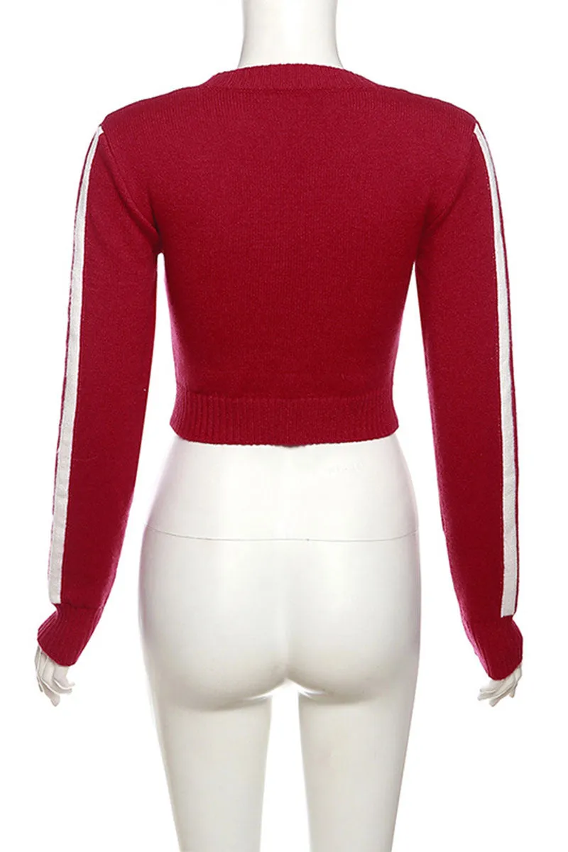 WH0136 Graphic Cropped Sweater