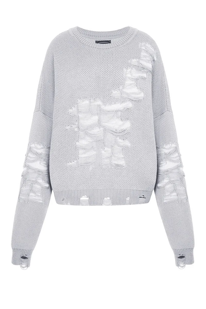 WH0489 Ripped Oversized Sweater