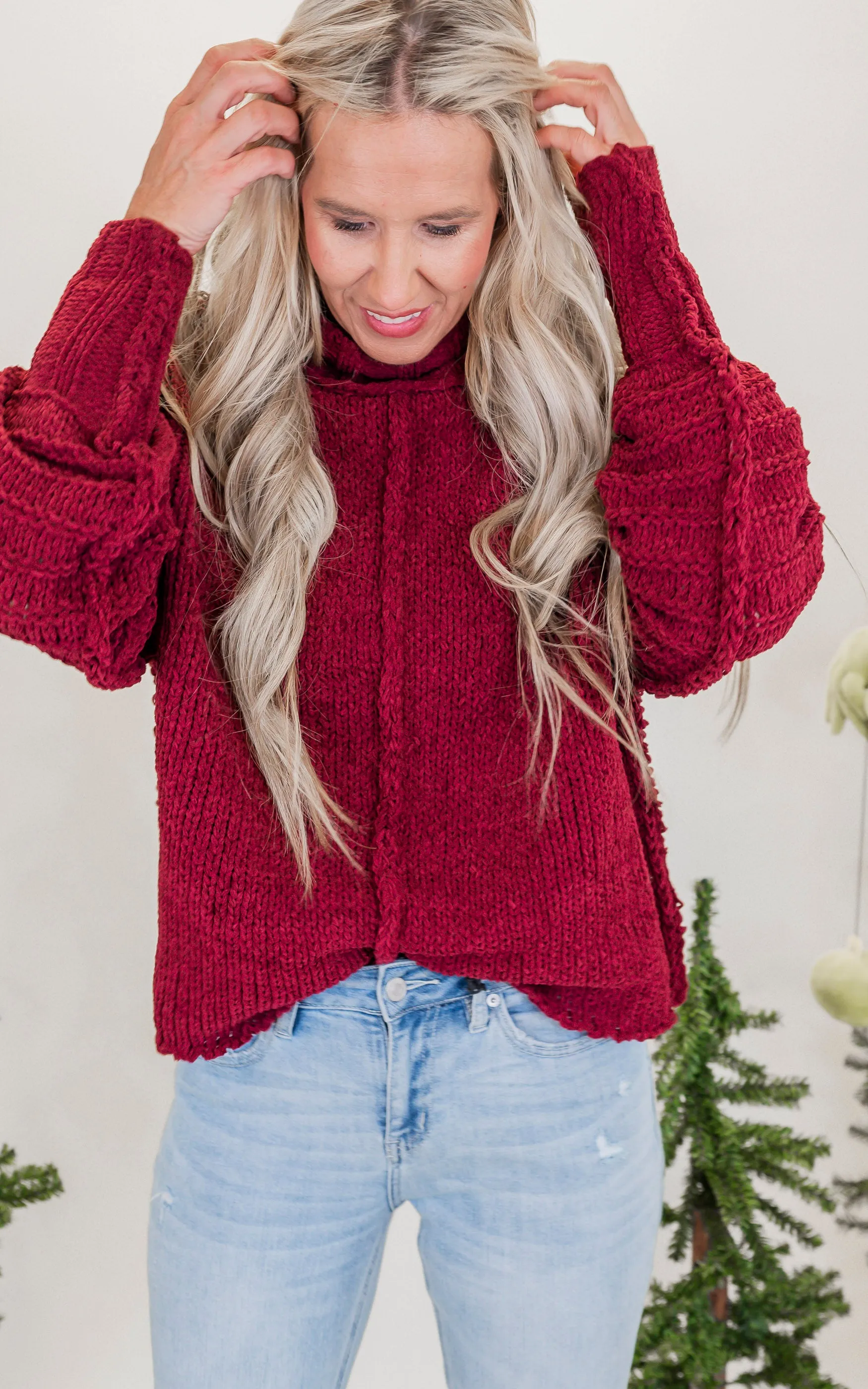 Wine Chunky Knit Sweater - Final Sale