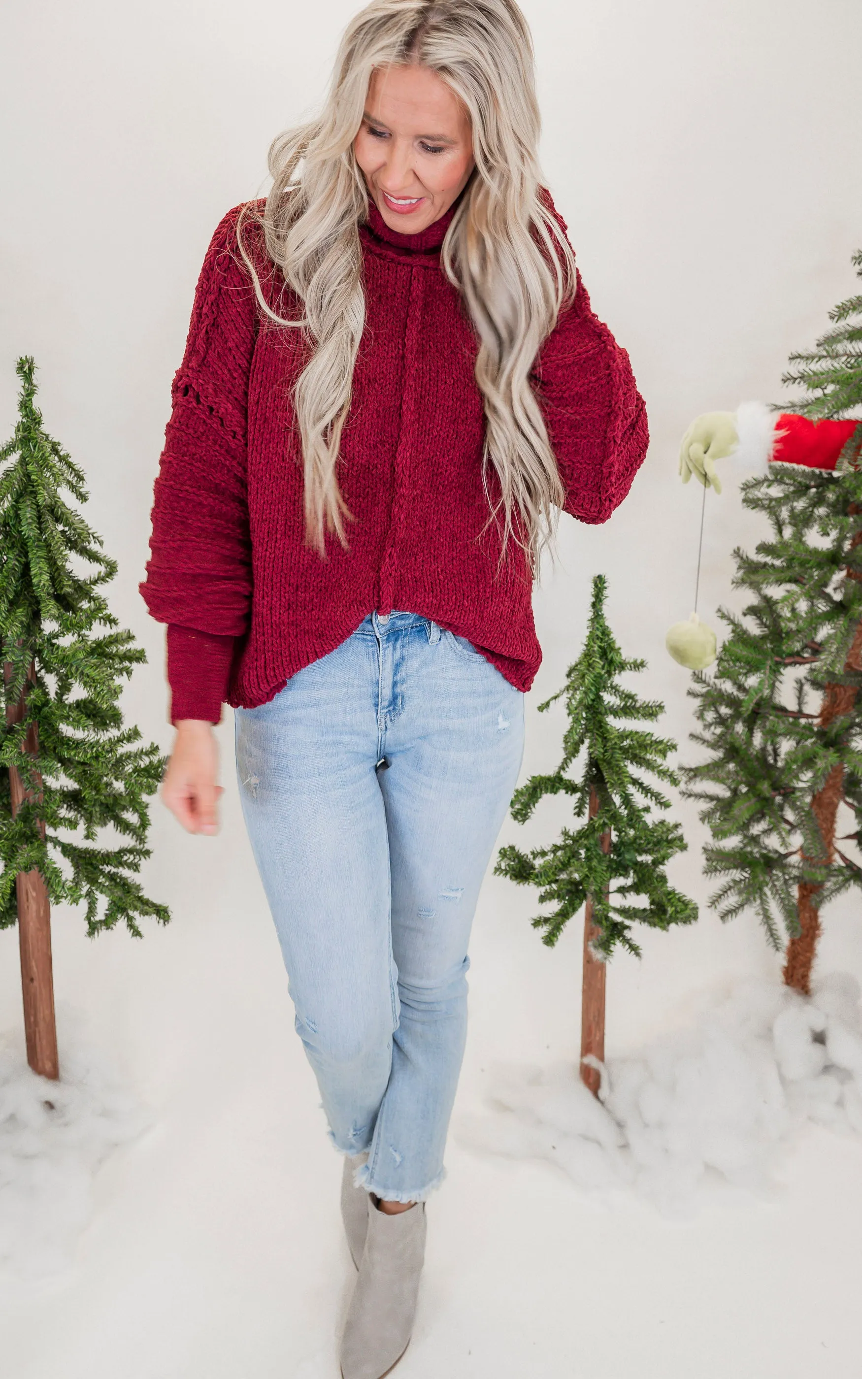 Wine Chunky Knit Sweater - Final Sale