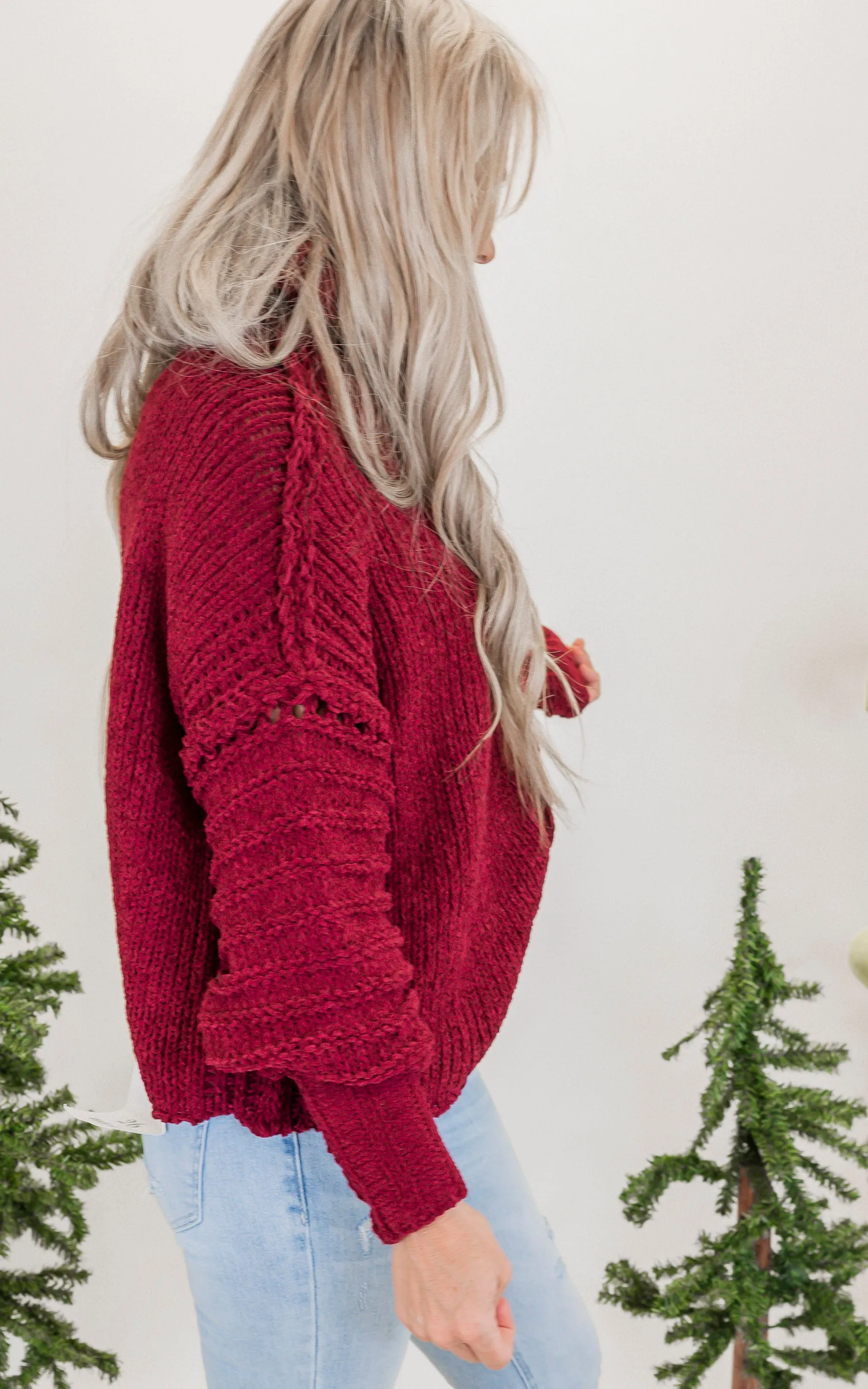 Wine Chunky Knit Sweater - Final Sale