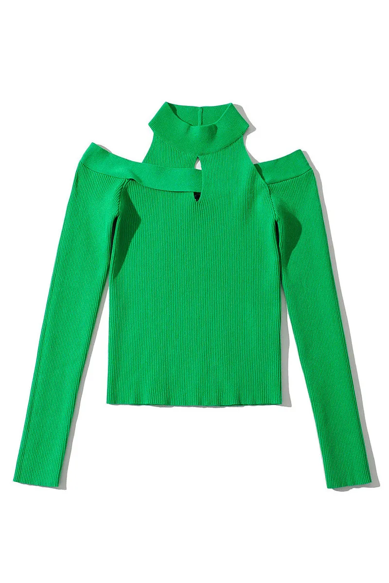 WJ0107 Cold Shoulder Fitted Shirt