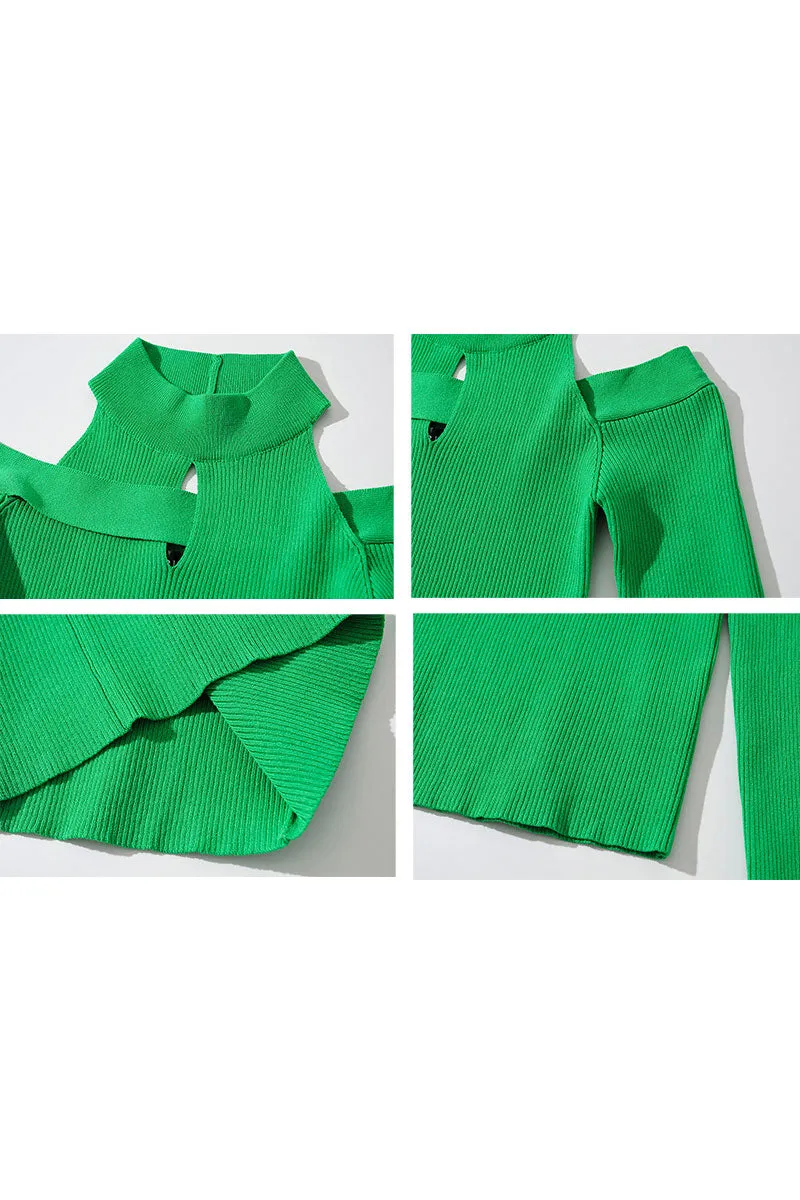 WJ0107 Cold Shoulder Fitted Shirt