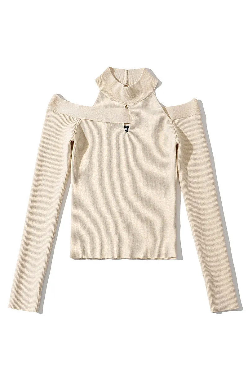 WJ0107 Cold Shoulder Fitted Shirt