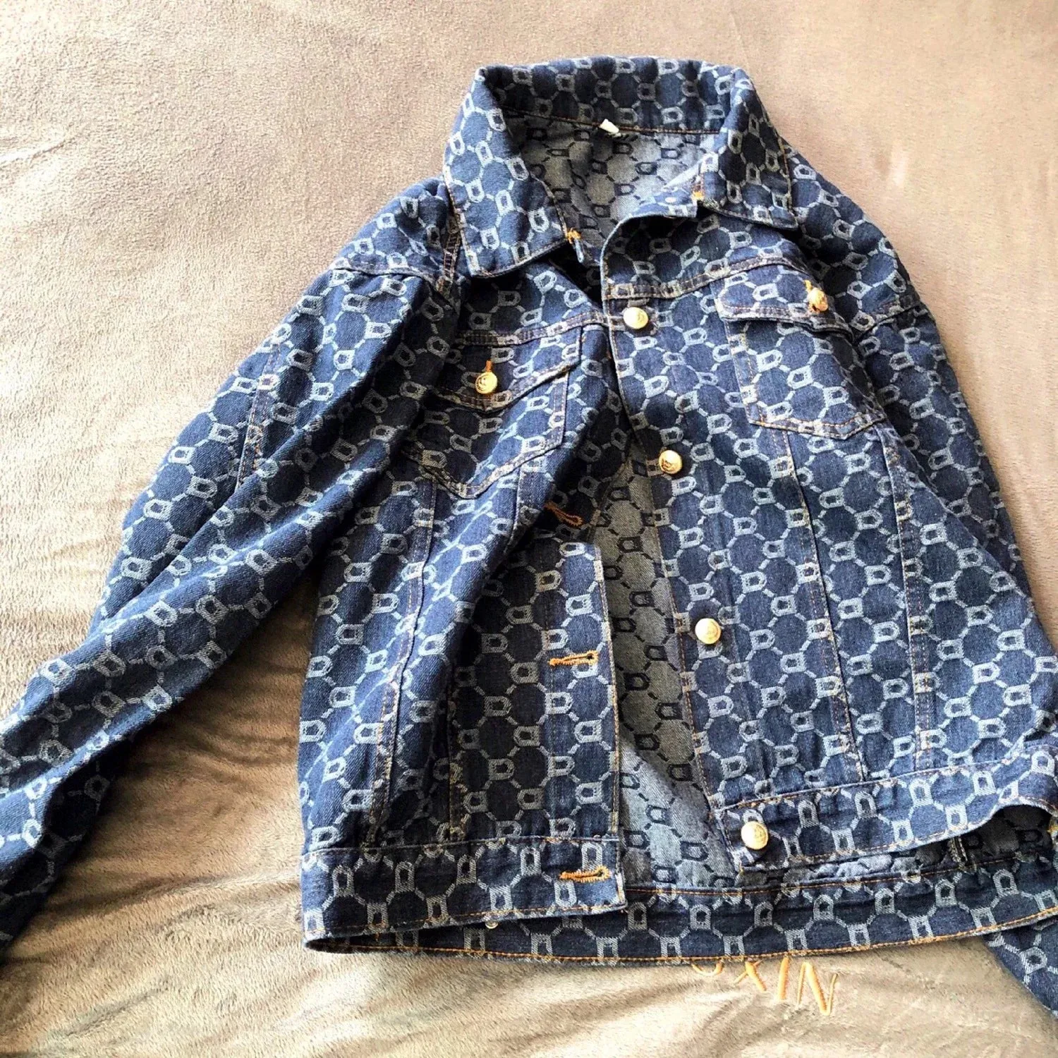 Women Vintage Loose Long Sleeve Print Cotton Jean Jackets Spring Fall Female Casual Blue Denim Jacket Coats Streetwear Outwear