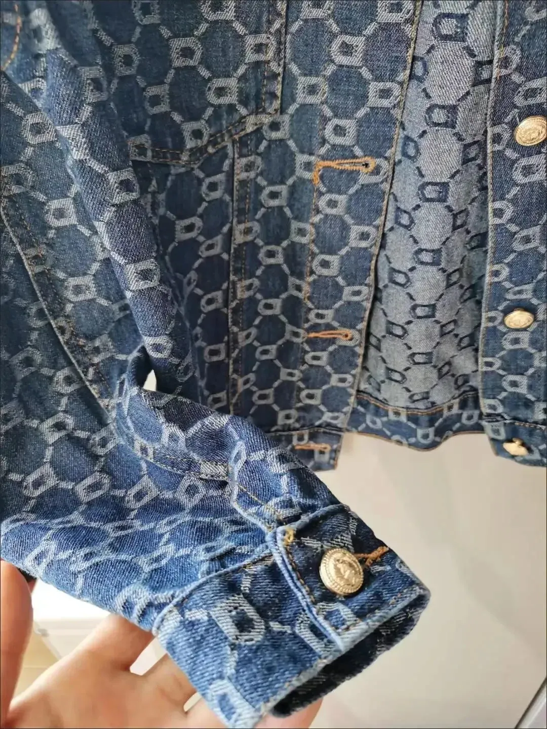 Women Vintage Loose Long Sleeve Print Cotton Jean Jackets Spring Fall Female Casual Blue Denim Jacket Coats Streetwear Outwear