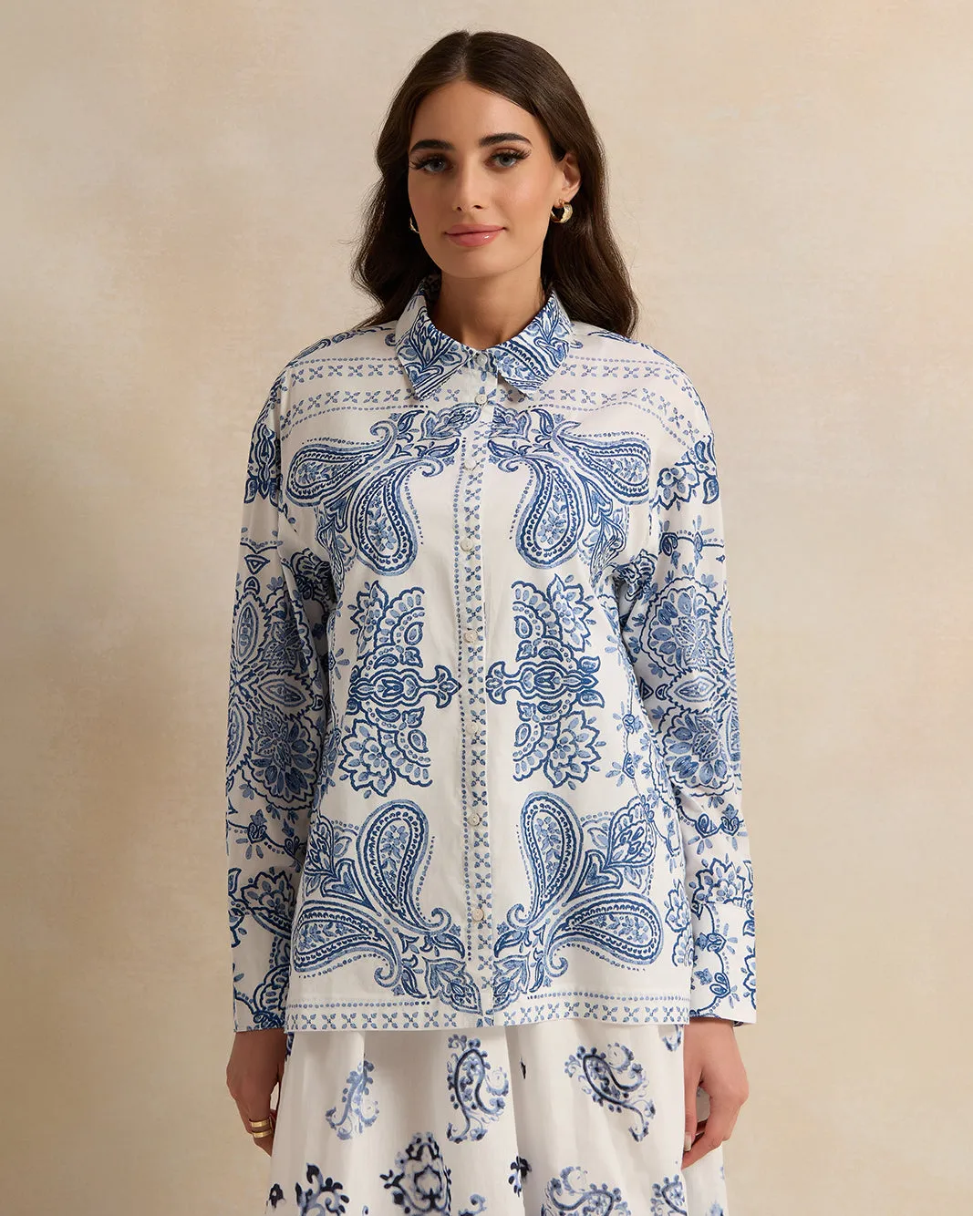 Women White Printed Shirt